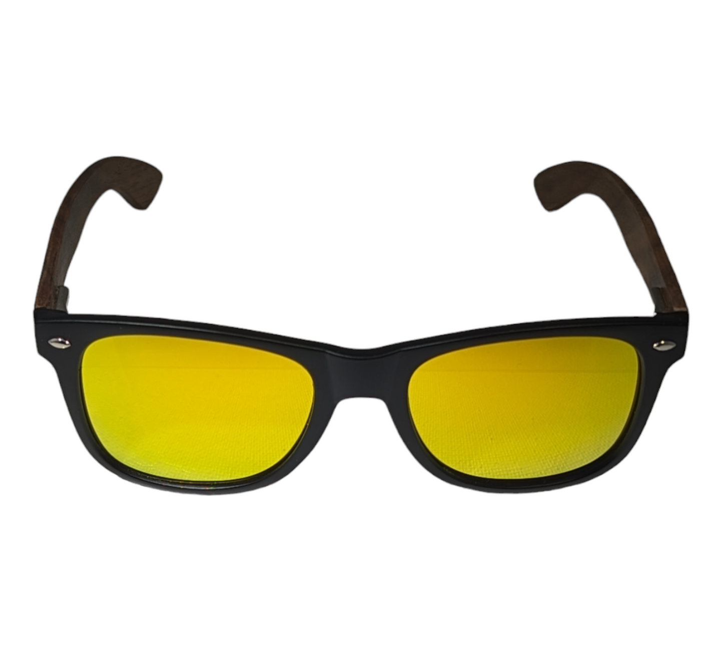 WALNUT WOOD SUNGLASSES WITH YELLOW MIRROR LENS