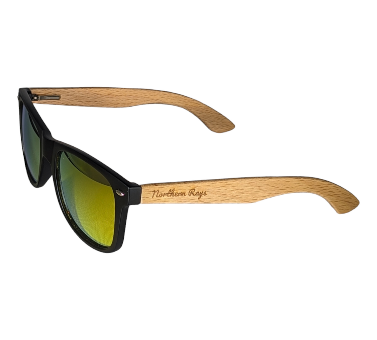 BEECH WOOD SUNGLASSES WITH YELLOW MIRROR LENS