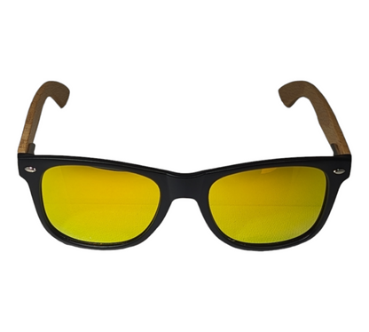 BEECH WOOD SUNGLASSES WITH YELLOW MIRROR LENS